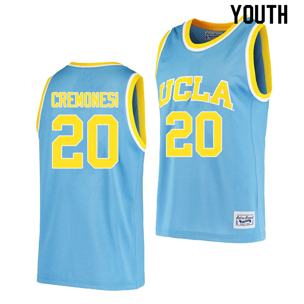 Youth #20 Logan Cremonesi UCLA Bruins College Jerseys Sale-Retro Blue